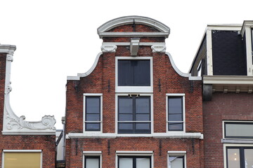 Fototapeta na wymiar Amsterdam Rokin Brick Building Facade Detail, Netherlands