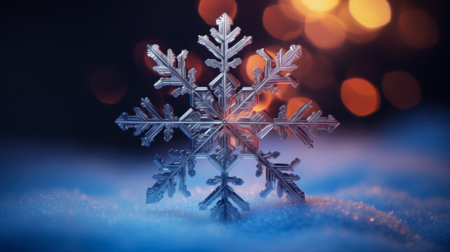 Beautiful snowflakes close up. Details, ornament, lines, ice, macro.Christmas background.