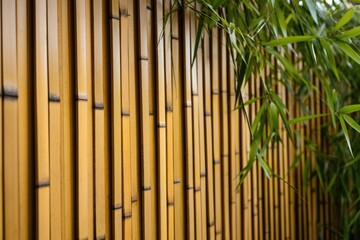 detail shot of a bamboo and corrugated iron wall