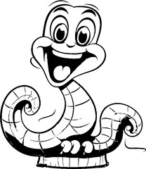 Snake Cobra animal vector photo, black and white coloring page