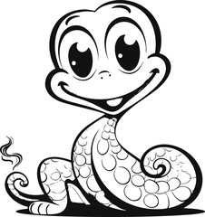 Snake Cobra animal vector photo, black and white coloring page