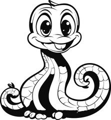 Snake Cobra animal vector photo, black and white coloring page
