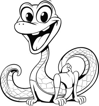 Snake Cobra animal vector photo, black and white coloring page