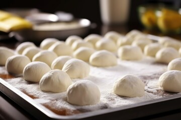 Fototapeta na wymiar a line of pita bread dough balls ready to be formed