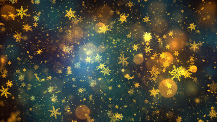 Christmas Theme Background Image, High Quality Gold Snow and Snowflakes Background for Holiday Seasons
