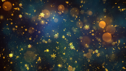 Christmas Theme Background Image, High Quality Gold Snow and Snowflakes Background for Holiday Seasons