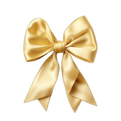 Pale yellow silk ribbon with bow isolated on transparent background