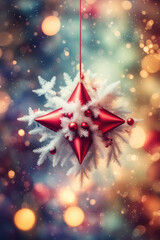Fototapeta premium Vertical abstract composition of happy holidays card with blurred background, christmas celebration, Culture and Religion concept, generative ai