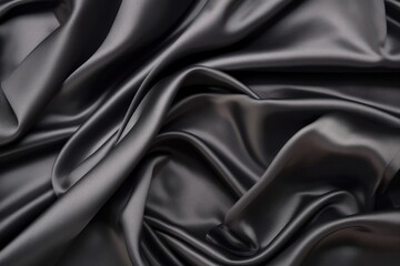exquisite folds of a charcoal-colored satin fabric