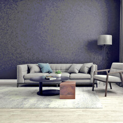3d render. Modern living room interior scene.