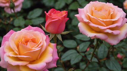 pink and yellow roses