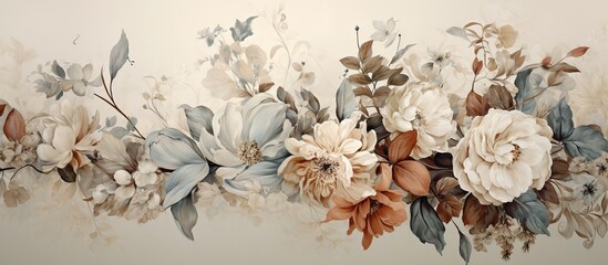Elegant flower with watercolor style for interior wall paint background, AI generated