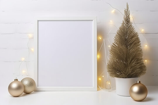 Blank canvas or mockup poster frame Merry Christmas and Happy New Year