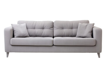 A grey seater sofa isolated on transparent background.