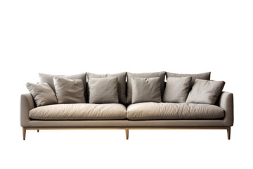Fototapeta premium A grey seater sofa isolated on transparent background.