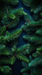 Flat lay, Christmas tree branch background
