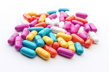 Obraz na płótnie Canvas Colorful medical capsules isolated on white background.
