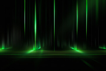 Green neon lines over black background