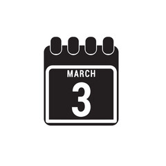 Calendar displaying page of the day 3 (third) of the March - Day 3 of the month. Illustration
