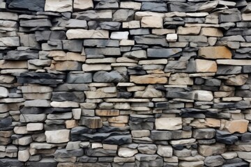Fototapeta premium high-contrast, mixed stone wall in neutral tones