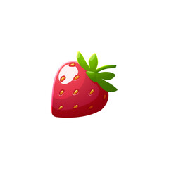 Strawberry, flat cartoon vector illustration, isolated on white