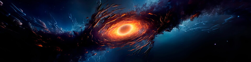 stellar black hole formed from the core collapse of a massive star, with a swirling accretion disk.