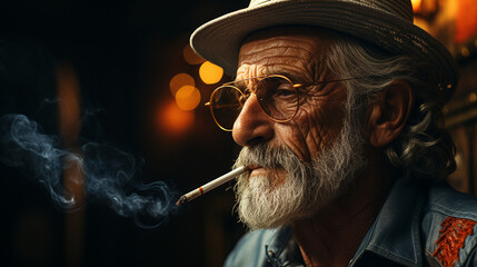 man smoking cigar