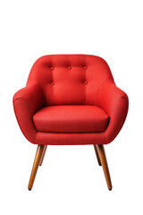 A red accent chair, armchair isolated on transparent background.