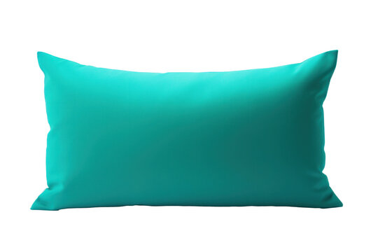 A teal pillow isolated on transparent background.