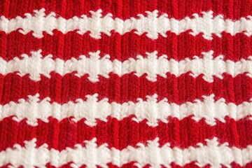 close-up of woolen fabric texture in red and white