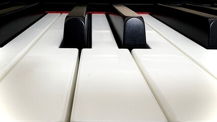 Black and white of piano keys close up