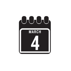 Calendar displaying page of the day 4 (fourth) of the March - Day 4 of month. Illustration