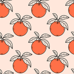 Seamless pattern with a doodle orange