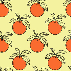 Seamless pattern with a doodle orange