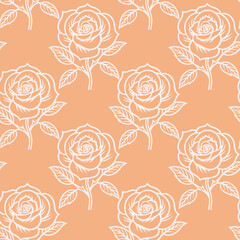 Floral botanical texture pattern with rose and leaves. Seamless pattern can be used for wallpaper, pattern fills, web page background, surface textures.