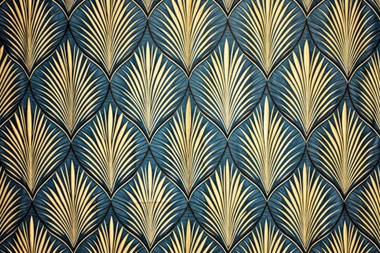 art deco peacock feather patterned wallpaper