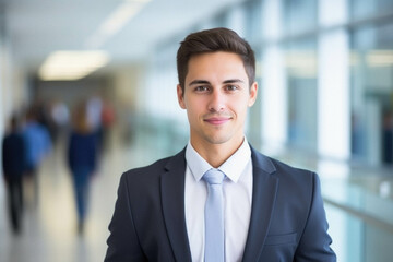 Fototapeta premium Businessman in office with blurred background.