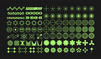 Y2K retro futurism vector graphic elements