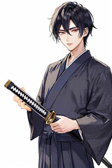 日本刀を持つ男性