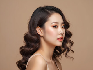 Fototapeta premium Portrait of young beautiful woman on white background