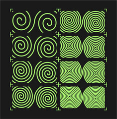 spiral Y2K retro futurism vector graphic elements