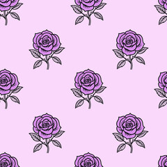 Floral botanical texture pattern with rose and leaves. Seamless pattern can be used for wallpaper, pattern fills, web page background, surface textures.