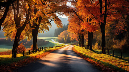 autumn landscape with a road