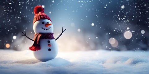 Building joy with frosty friend. Snowy delight. Celebrating season with merry snowman and snow. Frosty greetings. Charming in winter tale on christmas