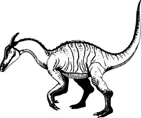 Parasaurolophus Dinosaur Vintage Illustration