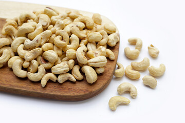 Cashew nuts on white background.