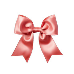 Coral pink velvet ribbon and bow isolated on transparent background