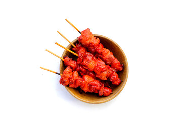 Thai-style grilled chicken. Thai chicken skewers street food