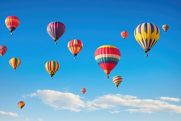 vibrant hot air balloons ascending on a clear day