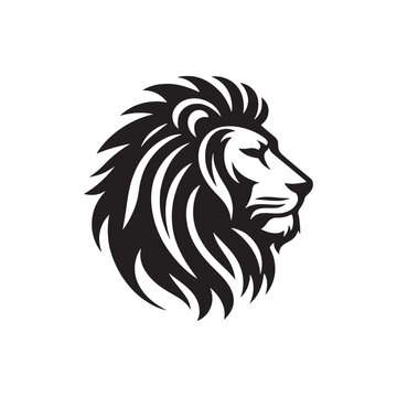 Majestic Lion Face Silhouette - A Powerful and Regal Image Capturing the Essence of the King of the Jungle in Striking Black